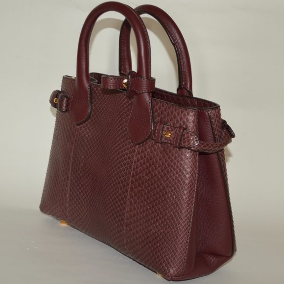 NWT BURBERRY PYTHON LEATHER BANNER DERBY SMALL TOTE BAG - Picture 6 of 13